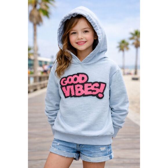 Zara Other - ZARA Girls Good Vibes Baby Blue Hoodie